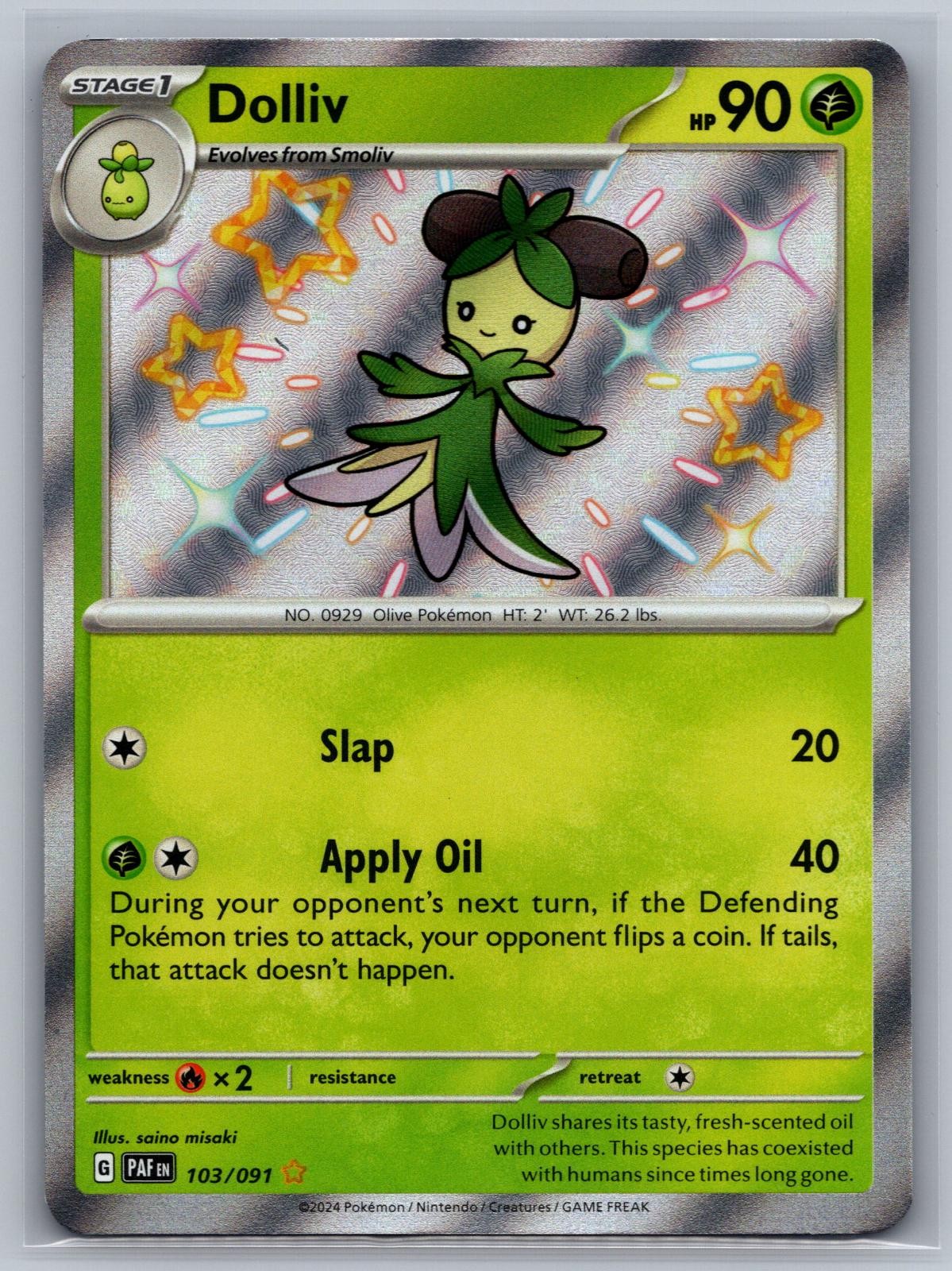 Dolliv 103/091 Shiny Rare Paldean Fates Pokemon Holo Near Mint