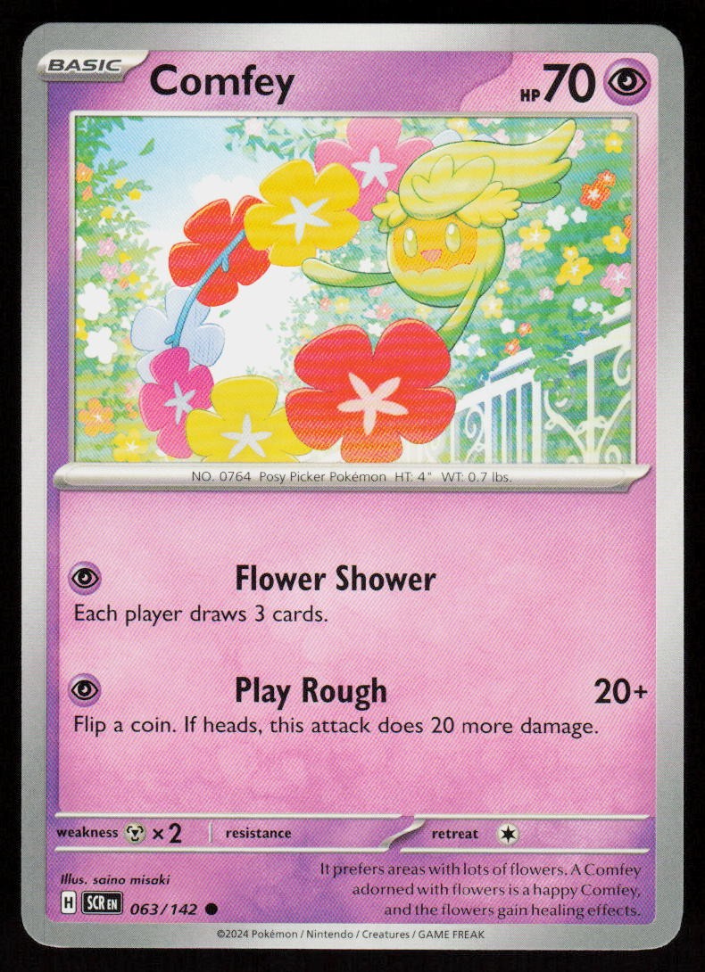 Comfey 63/142 Common Stellar Crown Pokemon Near Mint