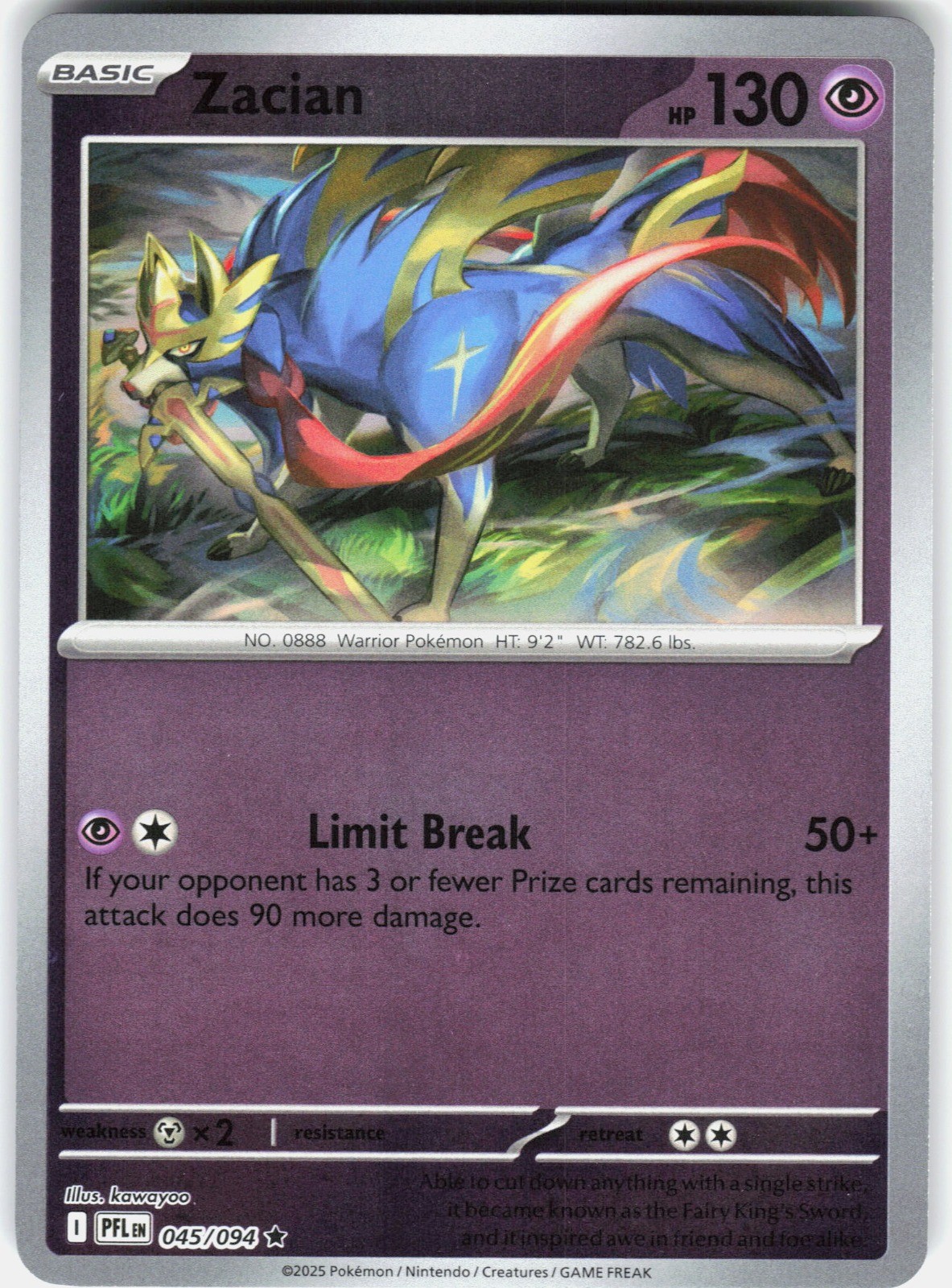 Zacian – Reverse Holo ME02: Phantasmal Flames 045/094 NM Tonji Matsuno