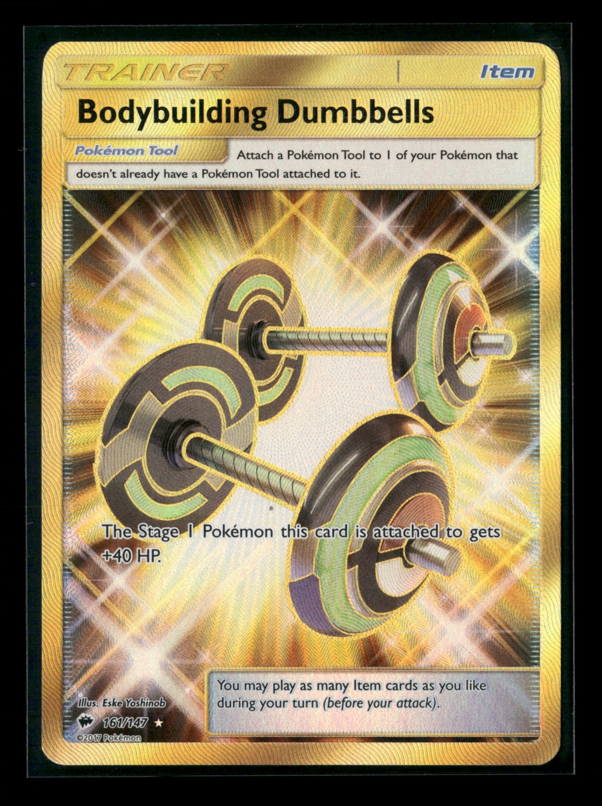Bodybuilding Dumbbells Secret Rare 161/147 Burning Shadows 2017 NM Eske Yoshinob