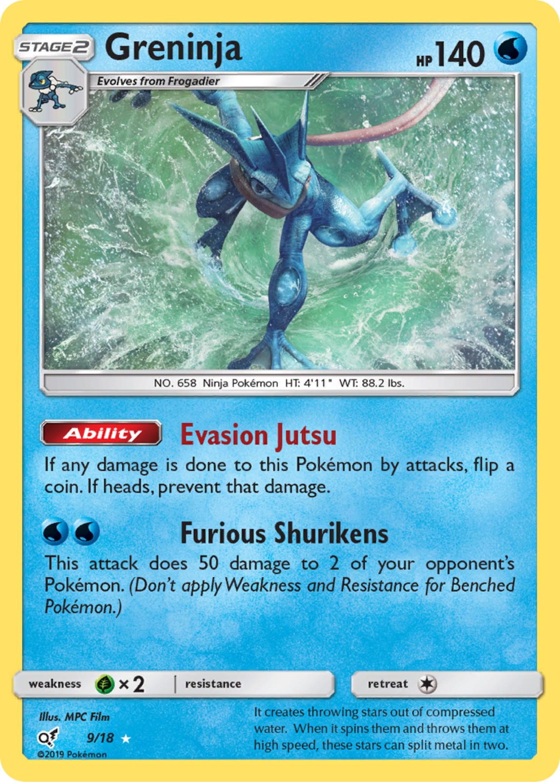 Greninja 9/18 Detective Pikachu Holo Pokemon Card 2019