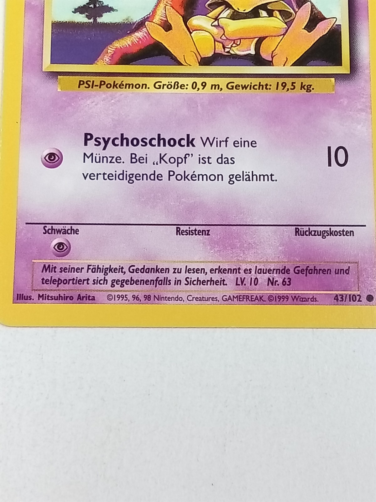 Abra 43/102 Base Set German Pokémon Card 1999