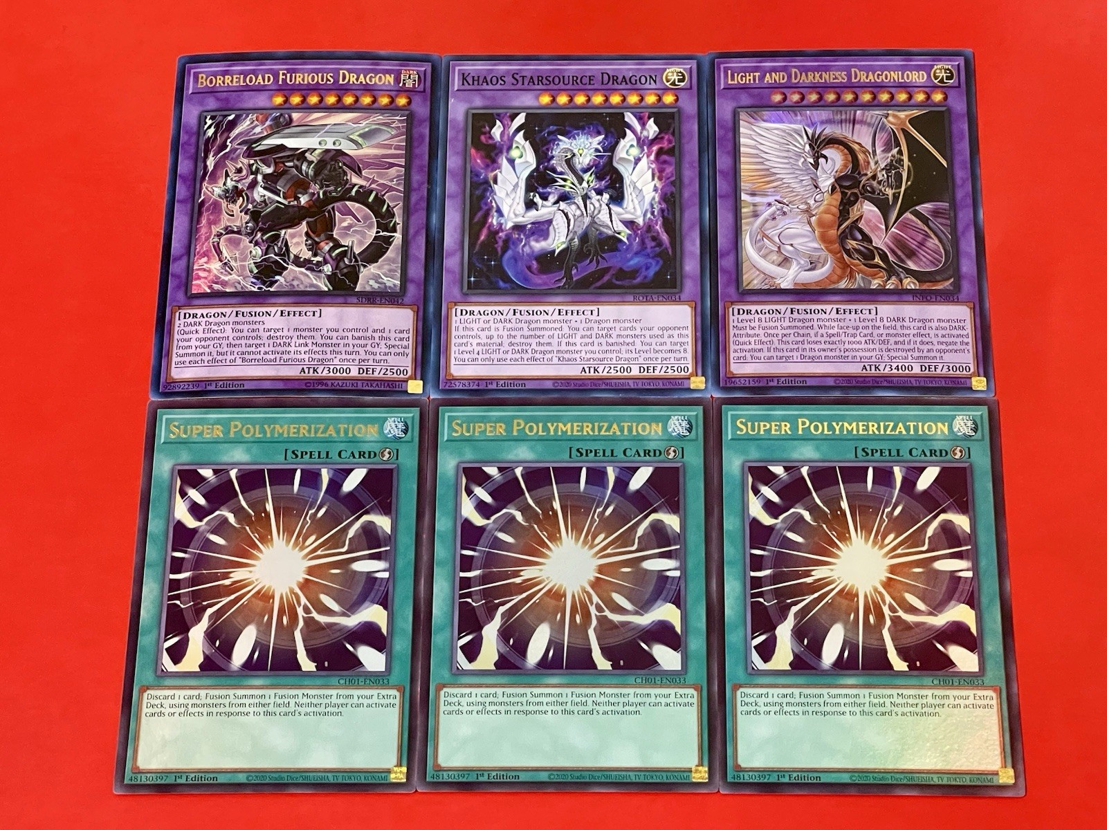 3x Super Polymerization + Borreload Furious Dragon + Dragonlord + Khaos |YuGiOh!