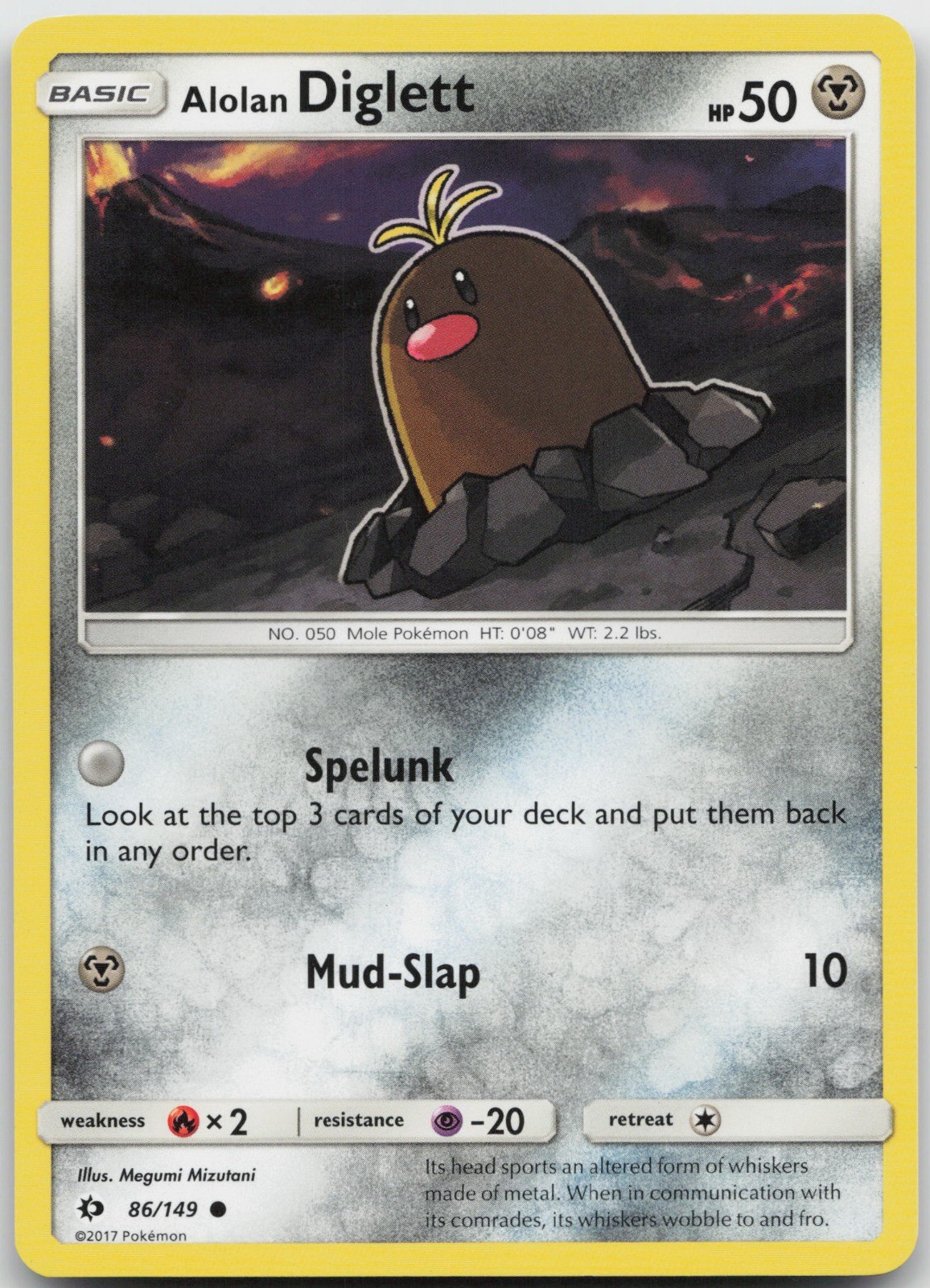 Alolan Diglett Common Metal SM Base Set 86/149 LP 2017 Megumi Mizutani