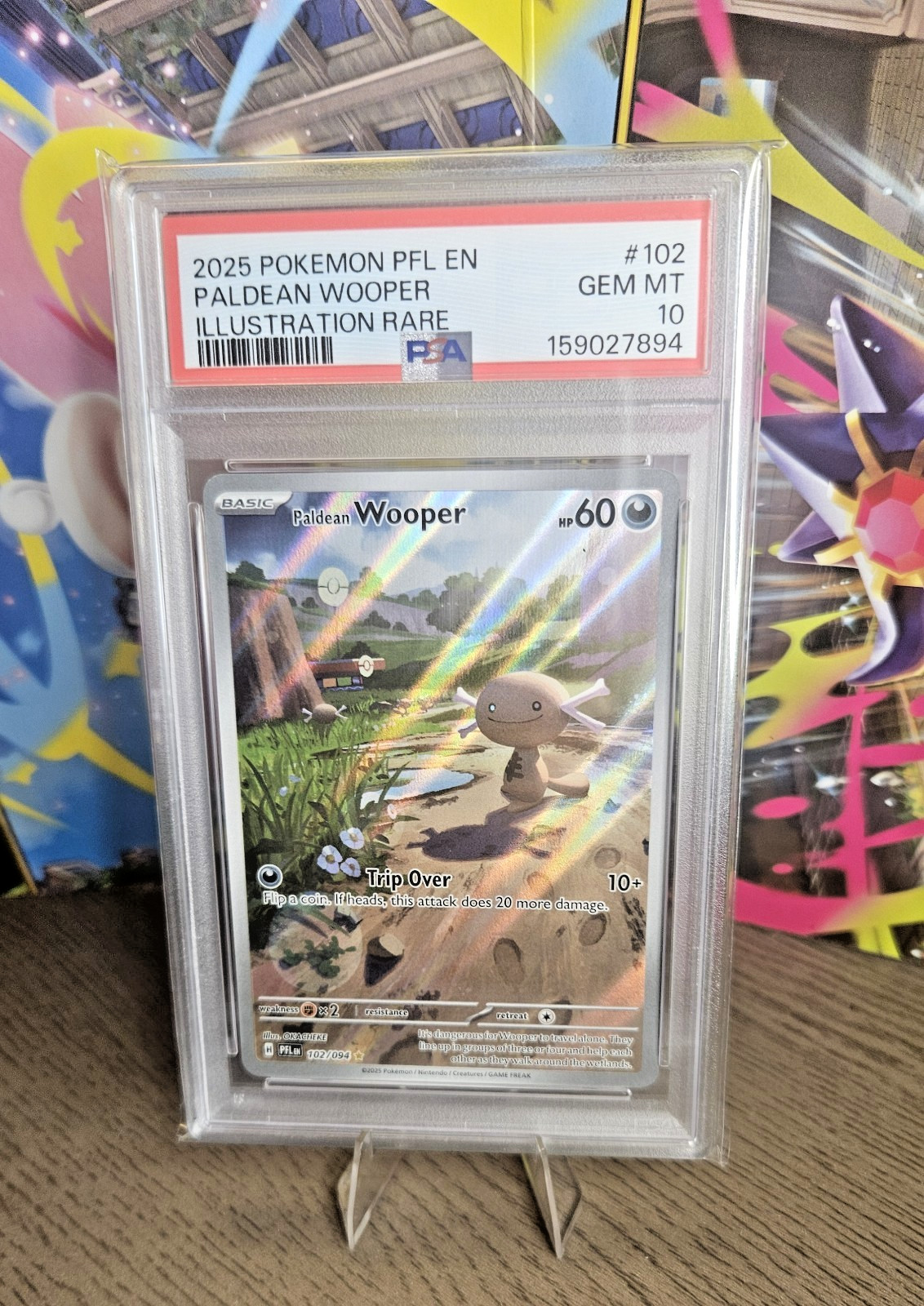 Paldean Wooper 102/094 Me02: Phantasmal Flames Holo PSA 10