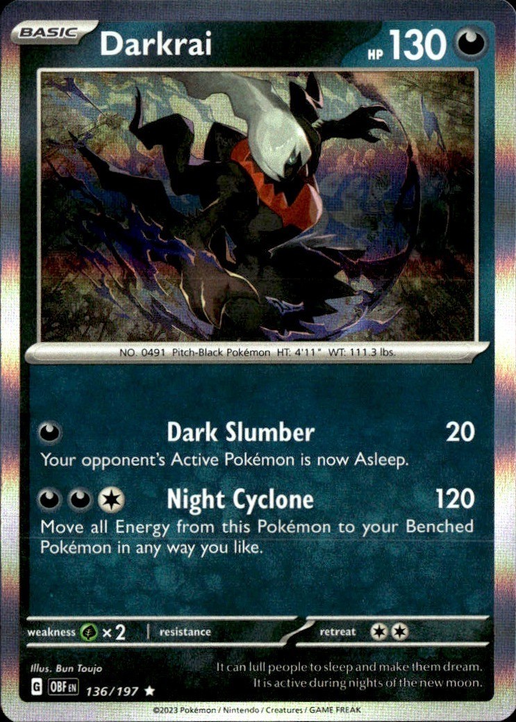 Darkrai Rare SV03: Obsidian Flames 136/197 NM Bun Toujo