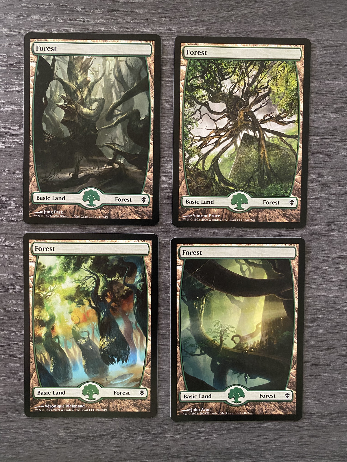 Original Zendikar Full Art Forest Set of 4 (1 of each unique art) MTG