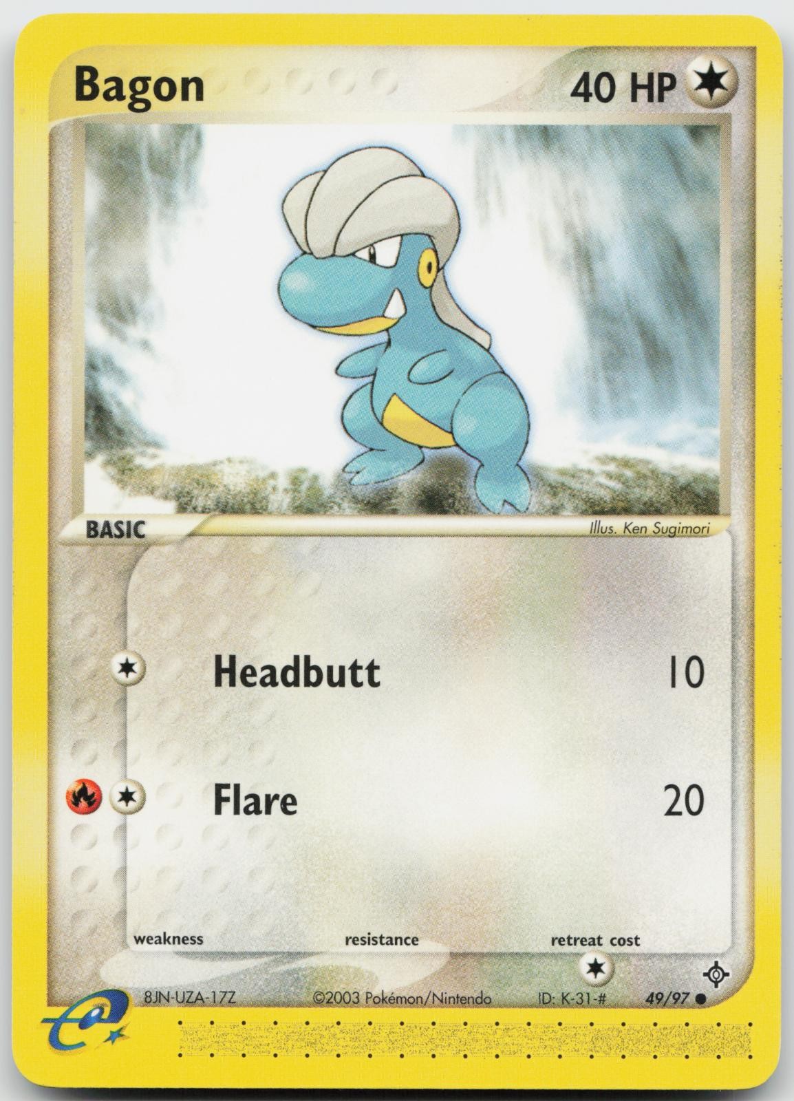 Bagon 49/97 Common Dragon Pokemon Near Mint