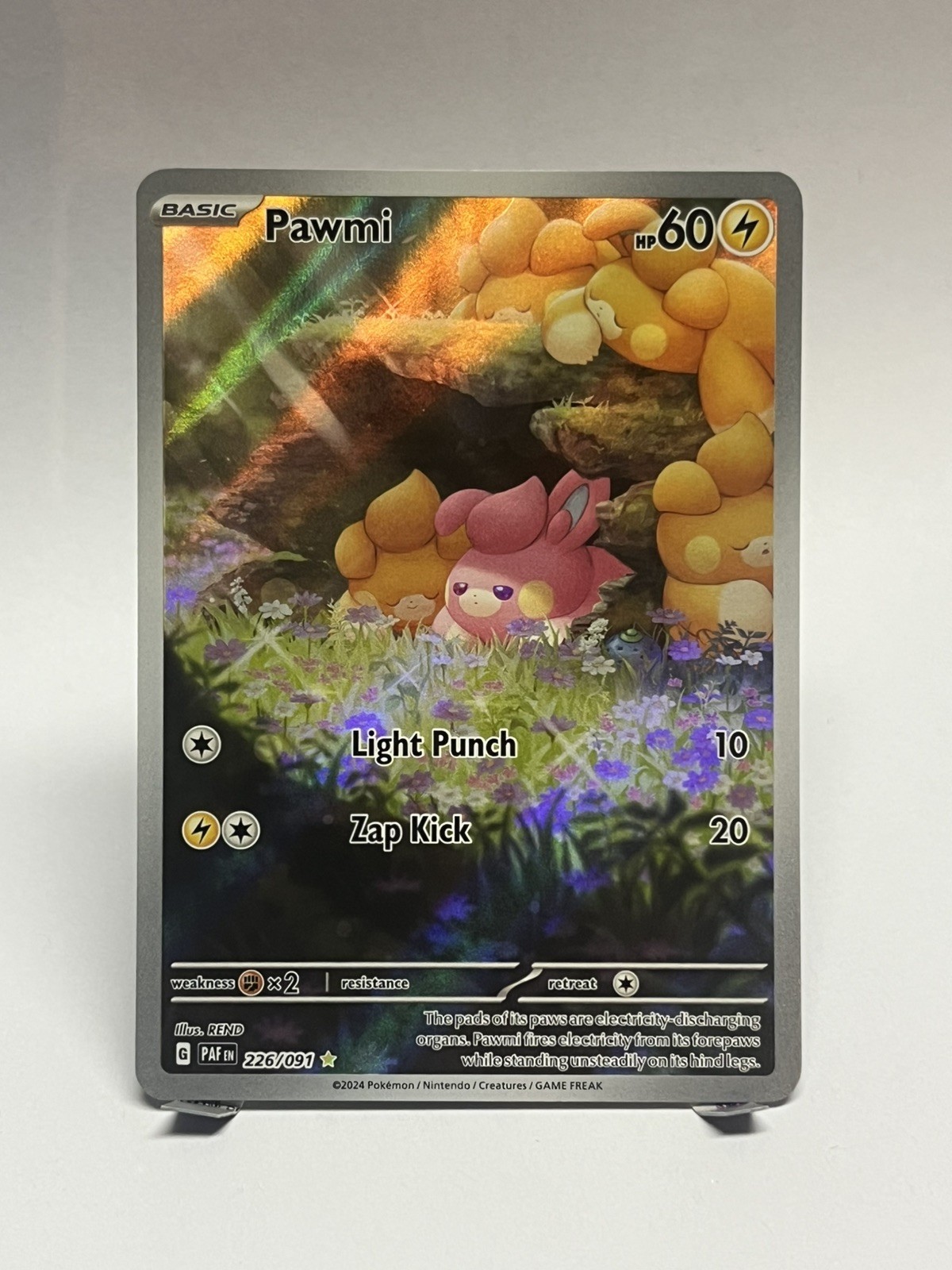Pawmi 226/091 Near Mint Illustration Rare Paldean Fates Pokemon Holo
