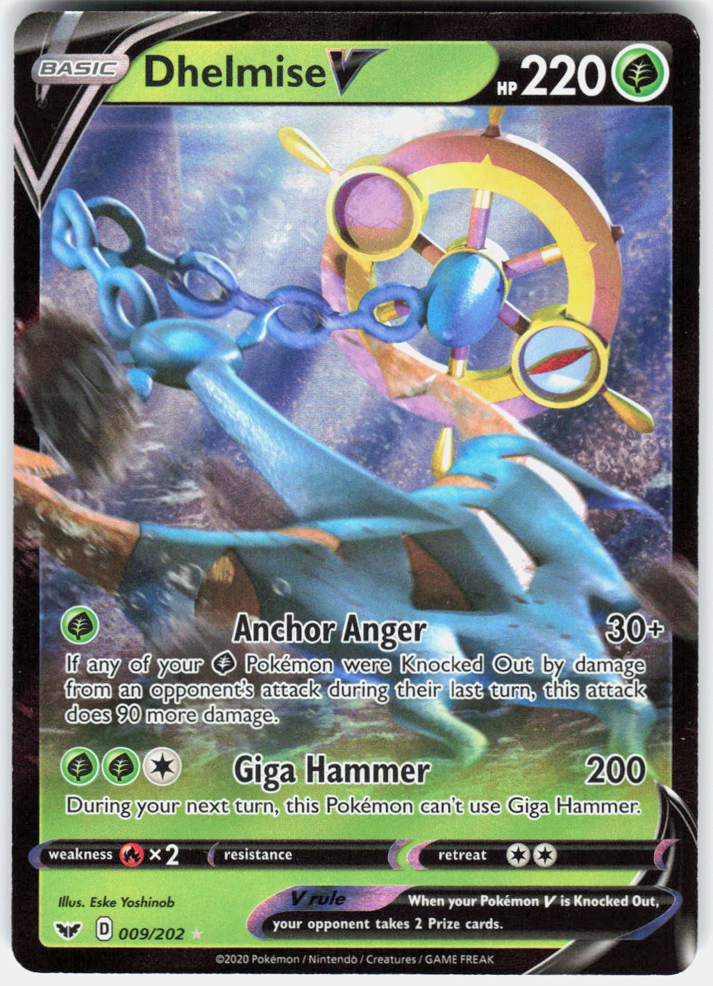 Dhelmise V Holo SWSH01: Sword & Shield Base Set 009/202 NM Eske Yoshinob