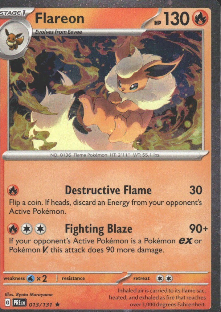 Flareon – (Cosmos Holo) 013/131 Prismatic Evolutions Rare NM