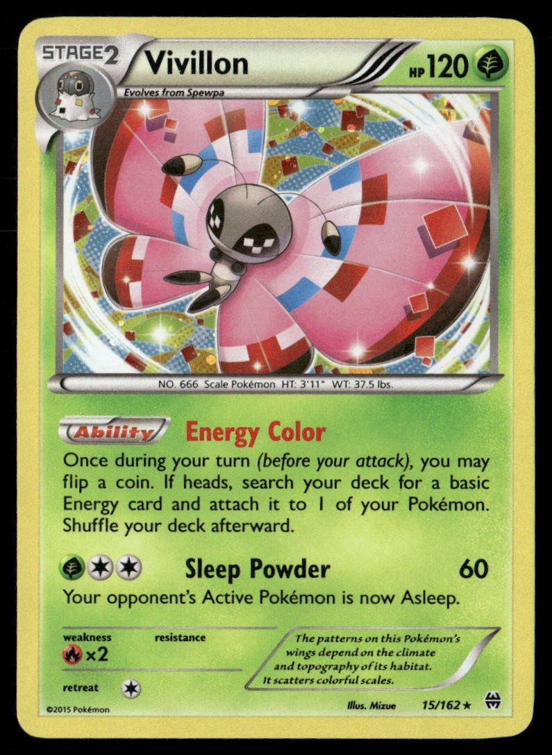Vivillon BREAKthrough 15/162 Rare Holo Pokemon Holo Near Mint