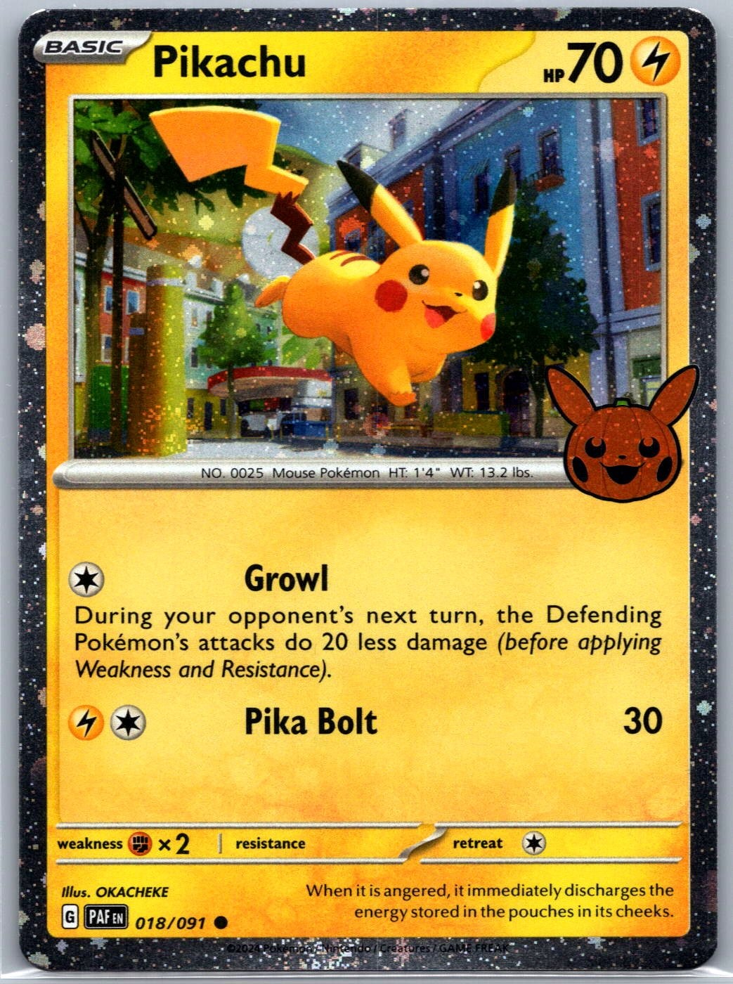 Pikachu 018/091 Holo Holo Rare Trick or Trade BOOster 2024 Pokemon LP