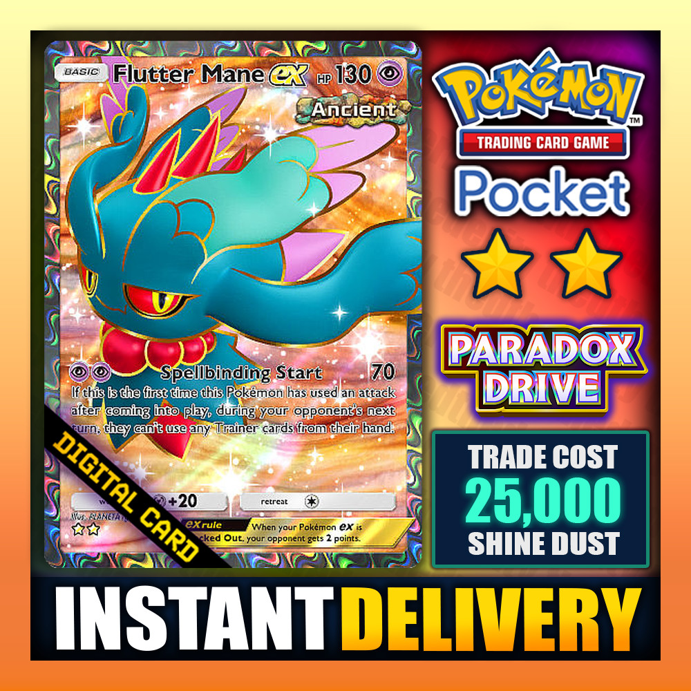 Pokemon TCG Pocket – Flutter Mane EX – Full Art ⭐⭐ Paradox Drive – English ✅