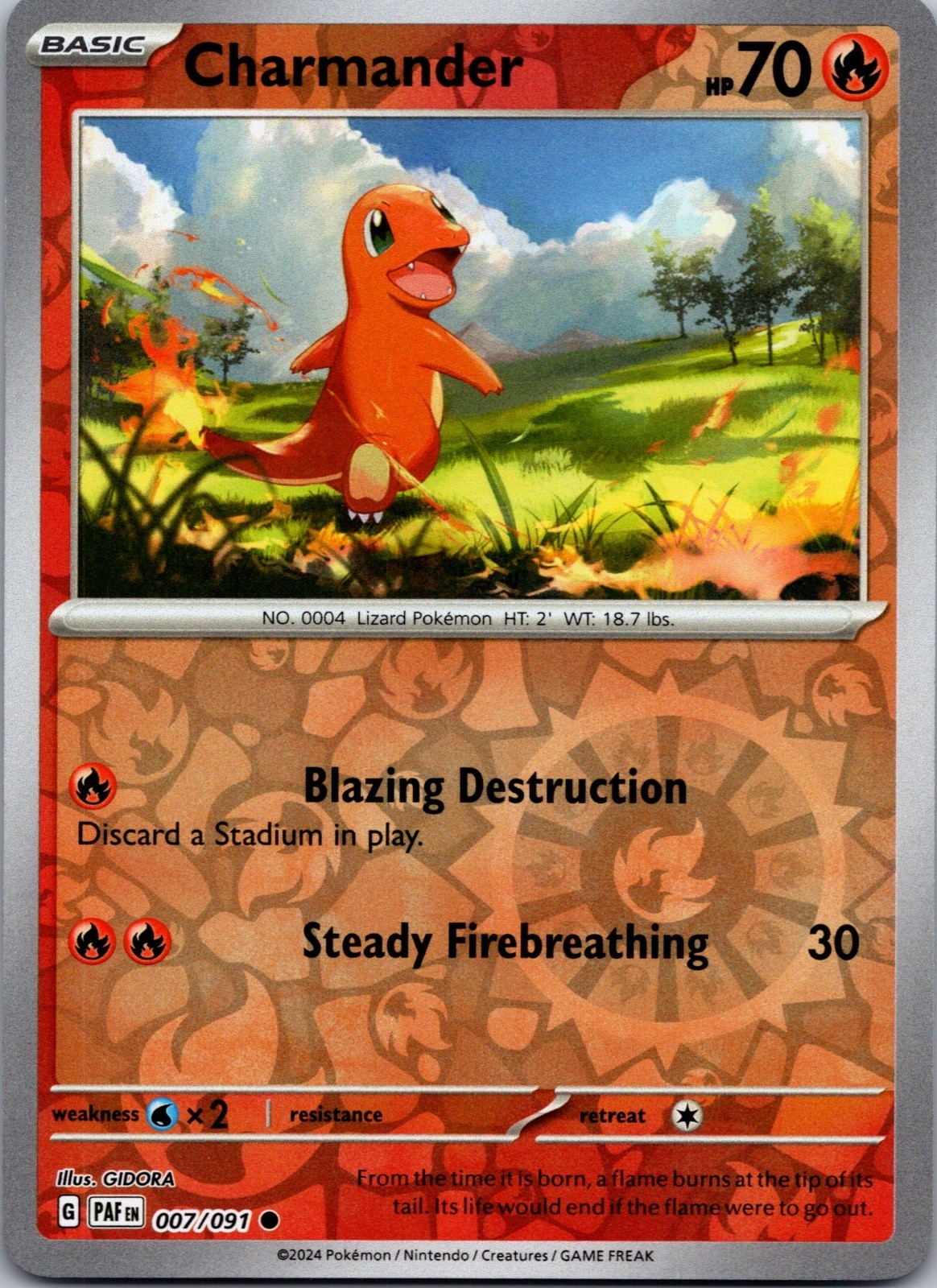 Charmander Reverse Holo Common SV: Paldean Fates 007/091 NM
