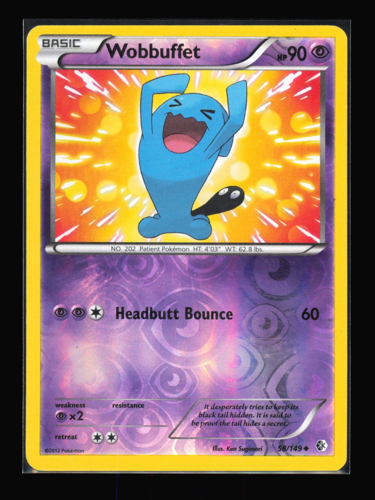 Wobbuffet 58/149 Boundaries Crossed Uncommon, Reverse Holo Pokémon TCG LP