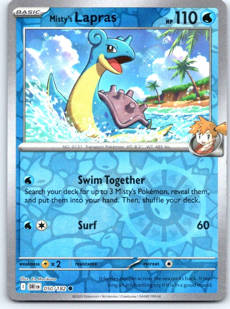Misty’s Lapras 050/182 Common Destined Rivals Pokemon Reverse Holo NM