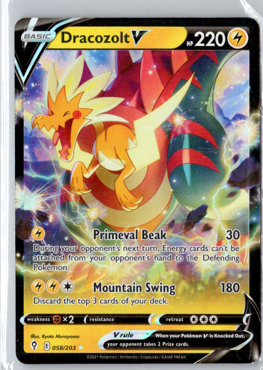 Dracozolt V Ultra Rare SWSH07: Evolving Skies 058/203 NM