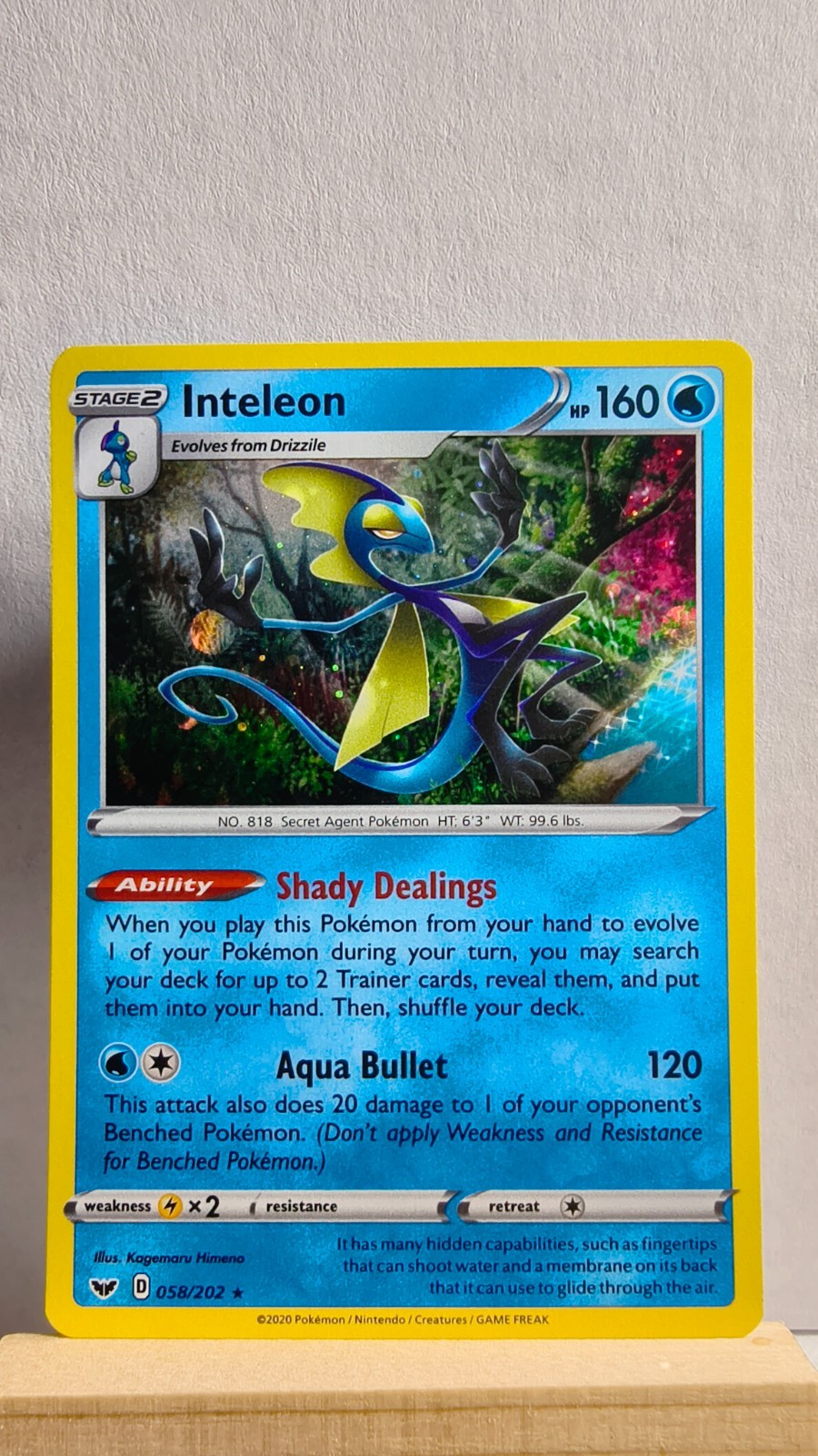 Inteleon [MP] – Pokemon TCG Sword and Shield Base 058/202 [Holo Rare]