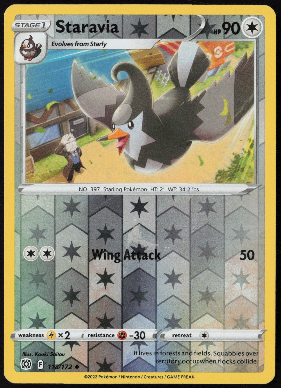Staravia Reverse Holo 118/172 SWSH09: Brilliant Stars LP