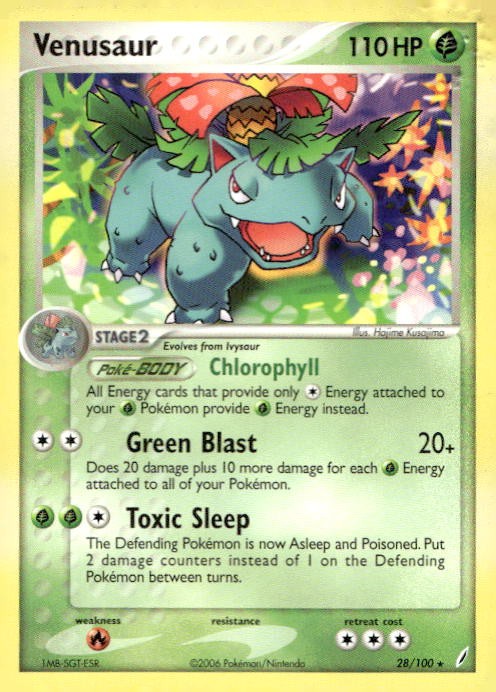Venusaur 28/100 Rare Crystal Guardians Pokemon Lightly Played