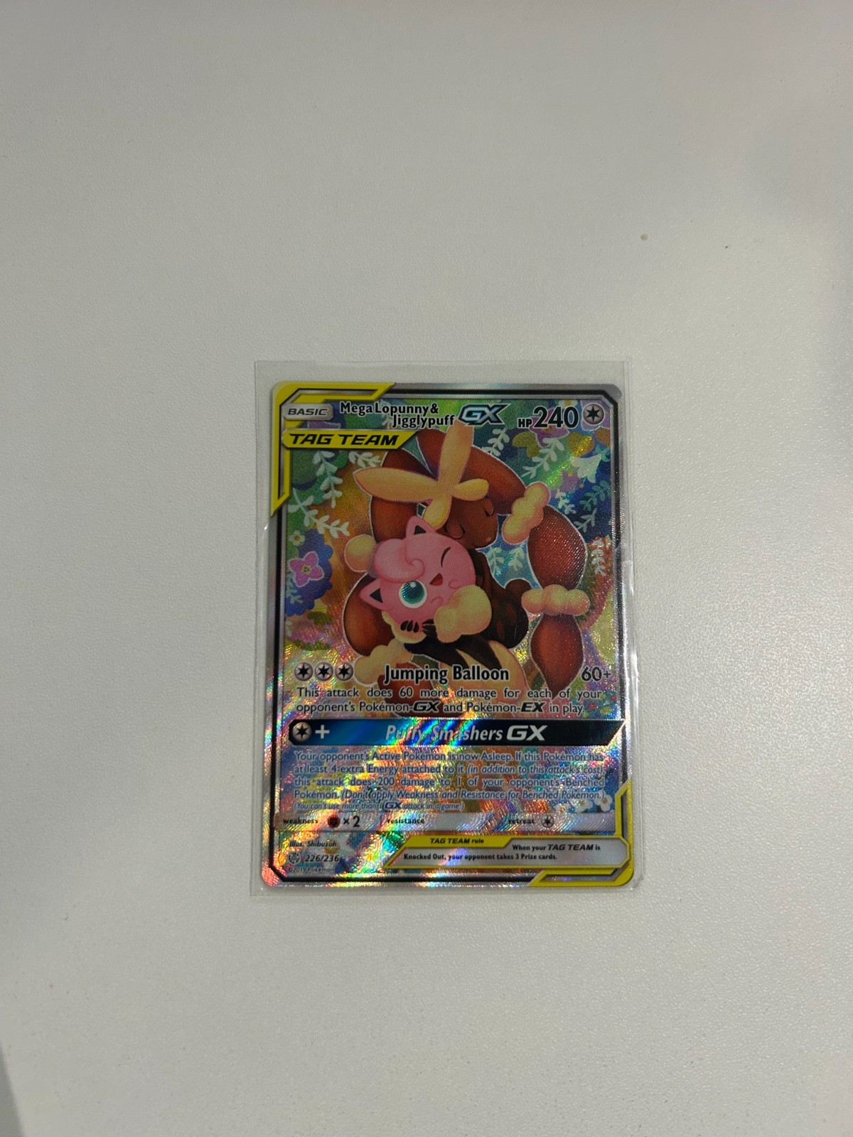 Pokémon TCG Mega Lopunny Jigglypuff GX Tag Team Full Art 226/236 Cosmic Eclipse