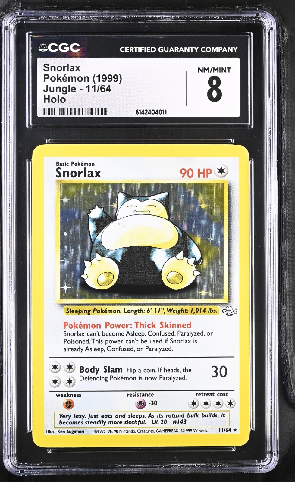Pokemon – CGC 8 – Snorlax – 11/64 – Jungle – Unlimited – Holo