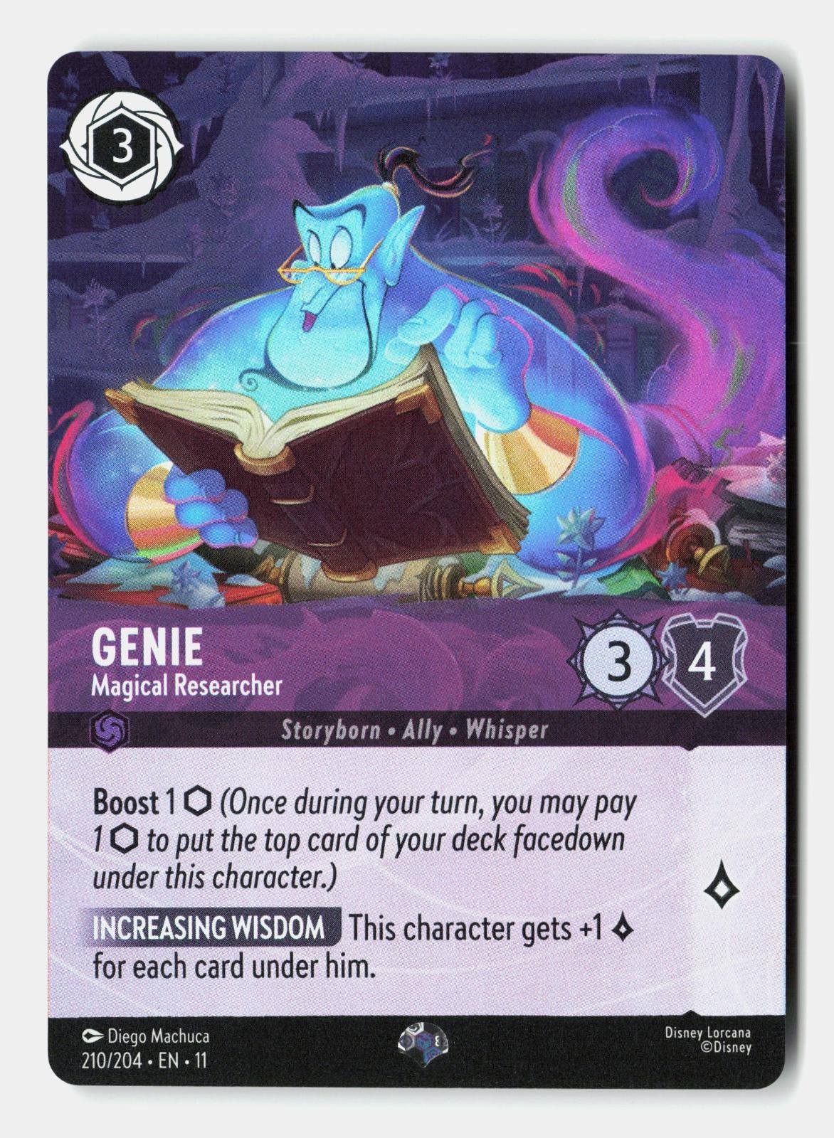 Genie – Magical Researcher (Epic) 210/204 Epic Winterspell Lorcana Holo NM