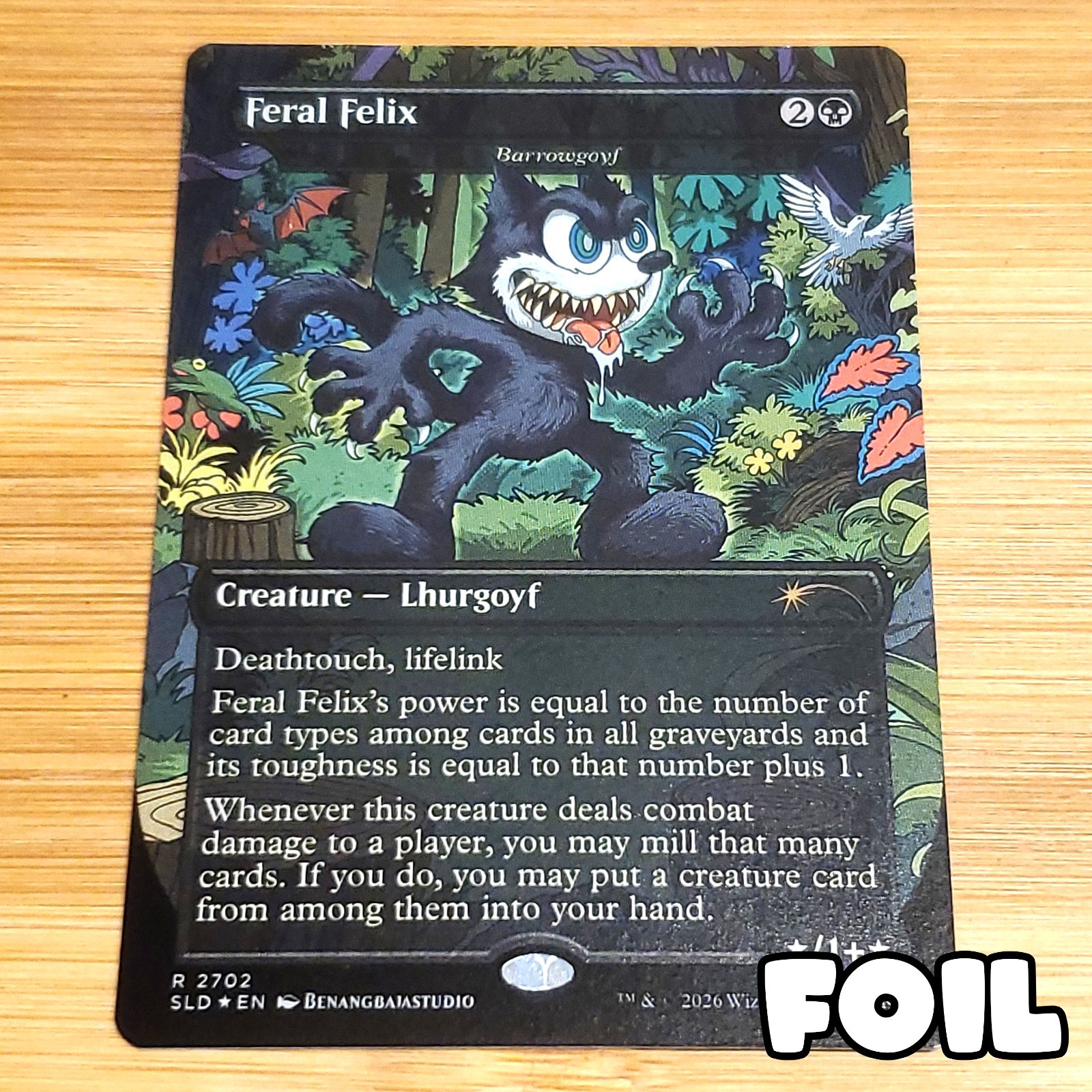 Barrowgoyf – Feral Felix, Foil, Felix the Cat Secret Lair – 2702 Magic MTG NM