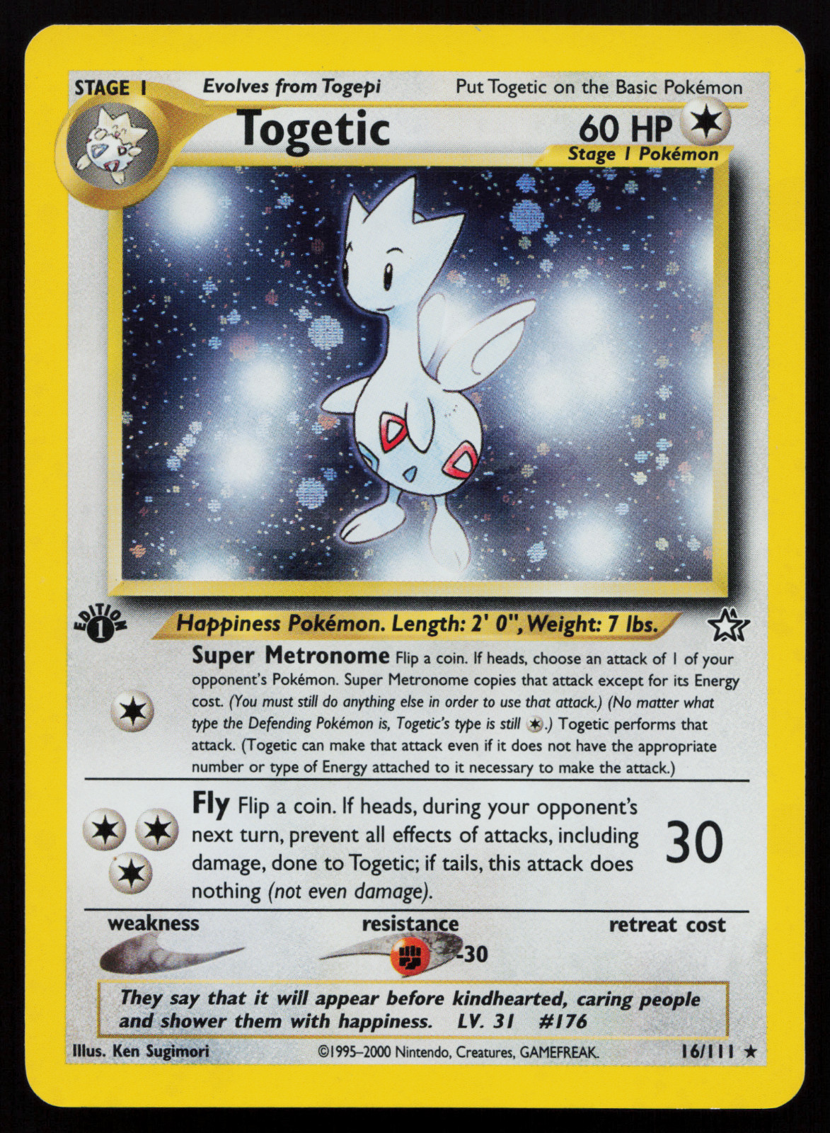 Togetic 1st Edition Holo Rare Pokemon Card 16/111 Neo Genesis WOTC – NM