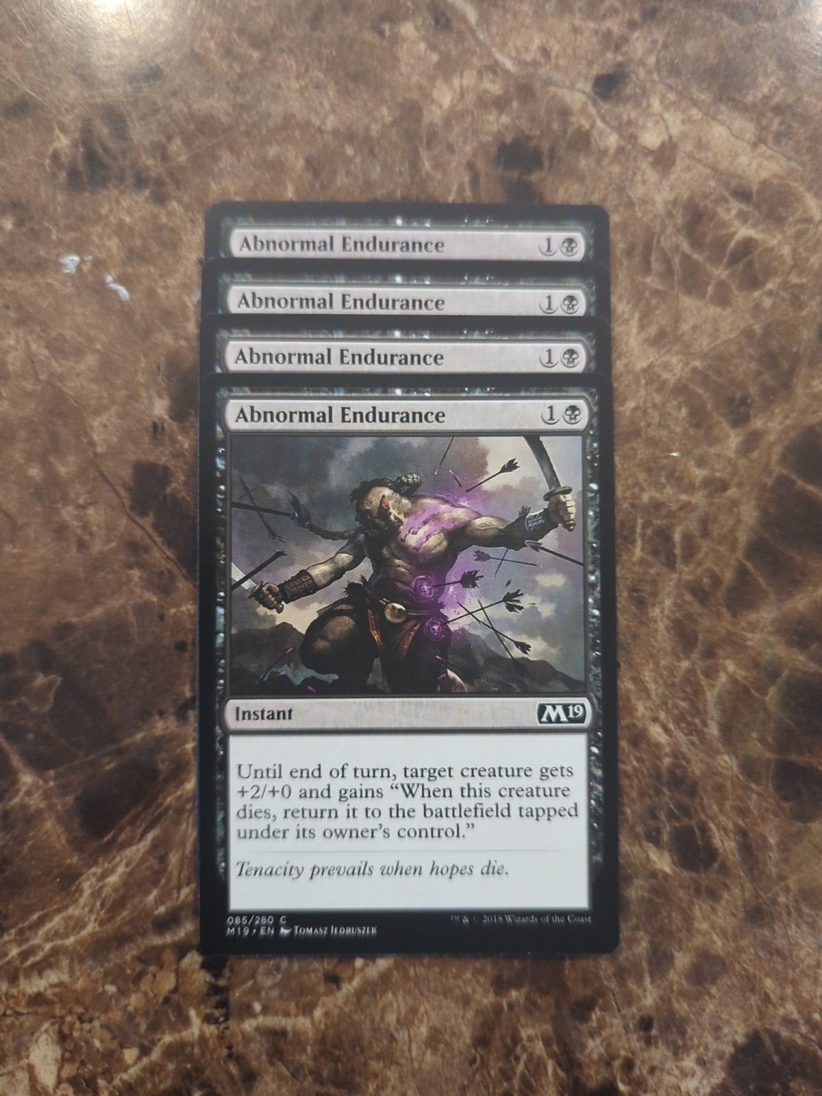 (4) Abnormal Endurance *PLAYSET* Core Set 2019 Regular NM MTG