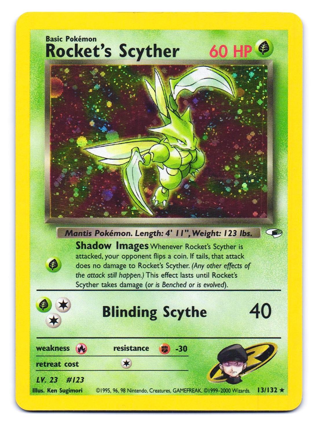 Rocket’s Scyther 13/132 Holo Rare Gym Heroes Pokemon Unlimited MP