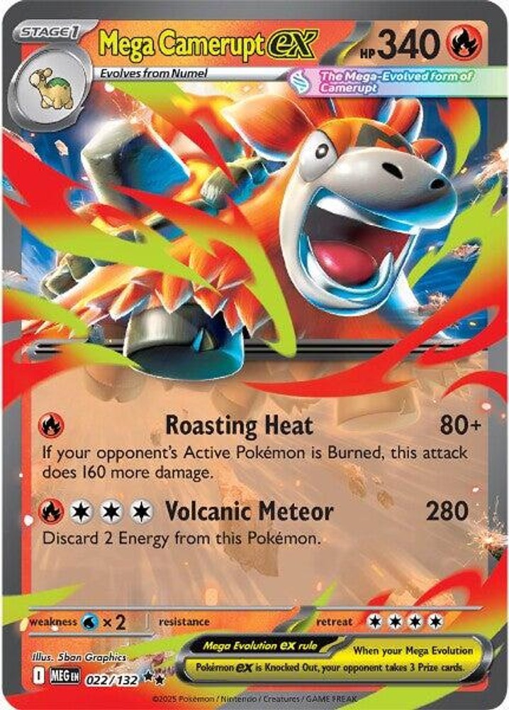 Mega Camerupt ex MEG 022/132 Pokémon ME01: Mega Evolution Double Rare Holofoi…