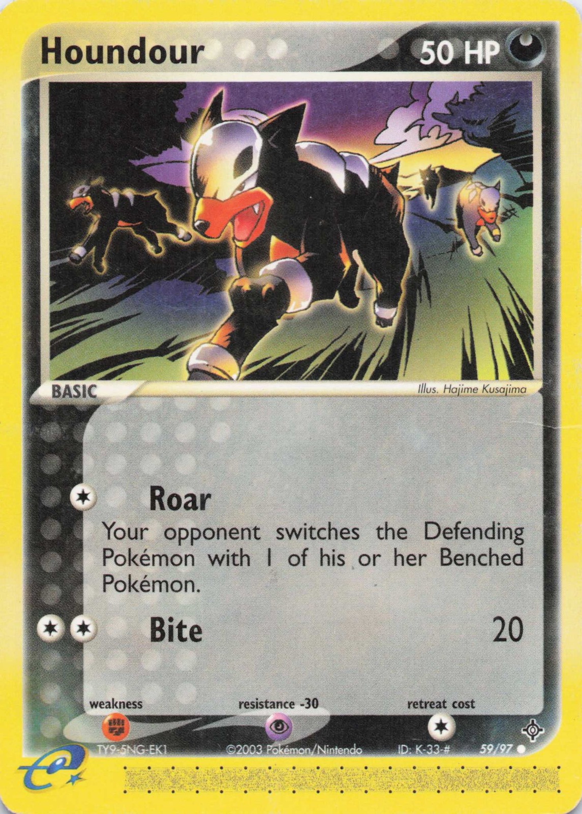 Houndour Common Normal Dragon 59/97 HP *Damaged check images*