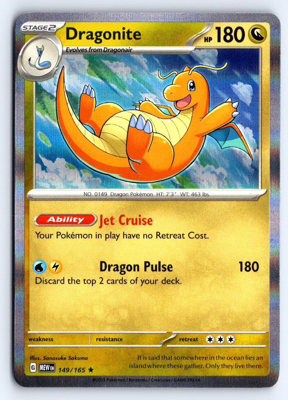 Dragonite 149/165 Rare 151 Pokemon Holo NM