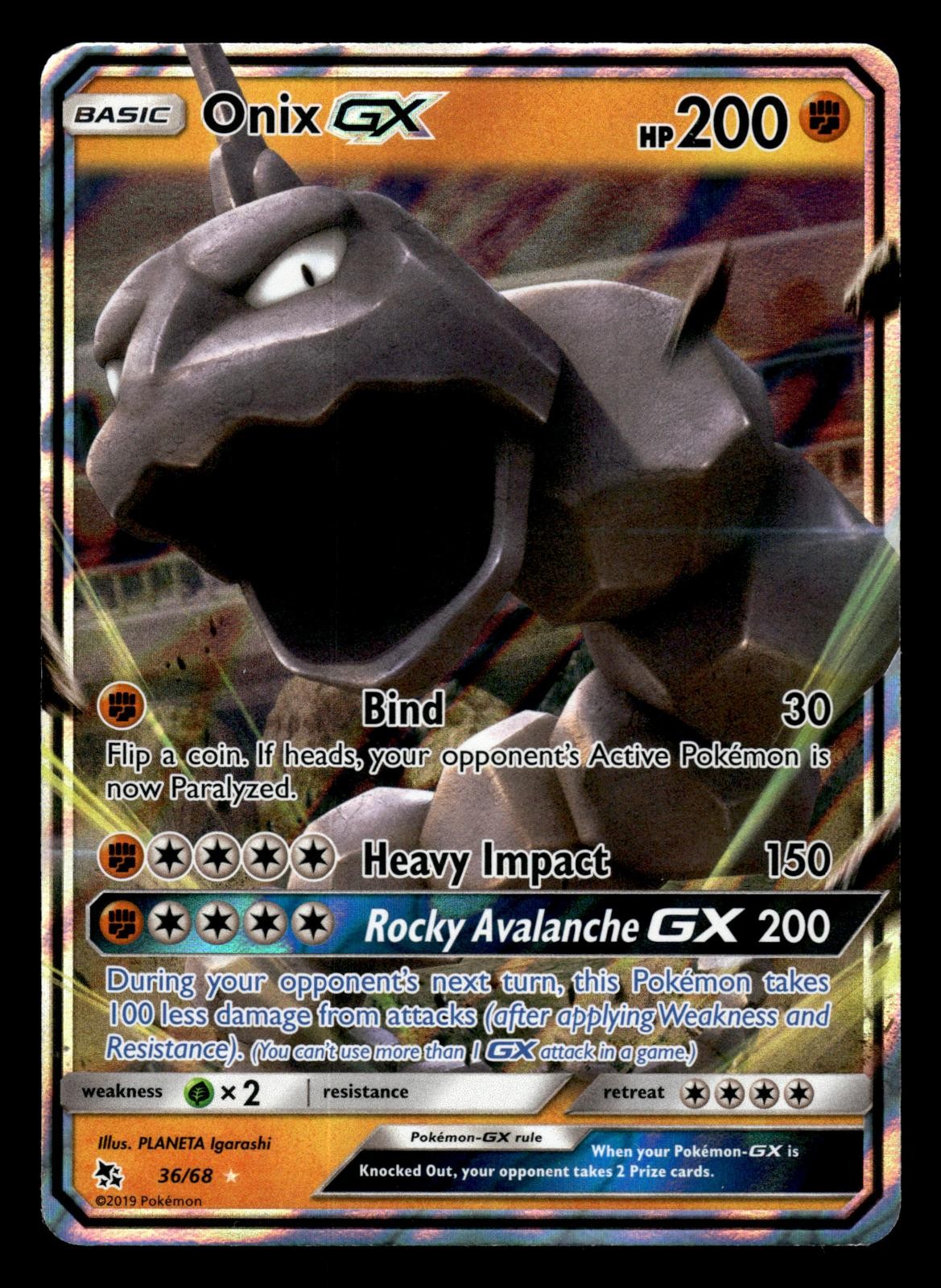 ONIX GX 36/68 HOLO GX RARE HIDDEN FATES POKEMON NM