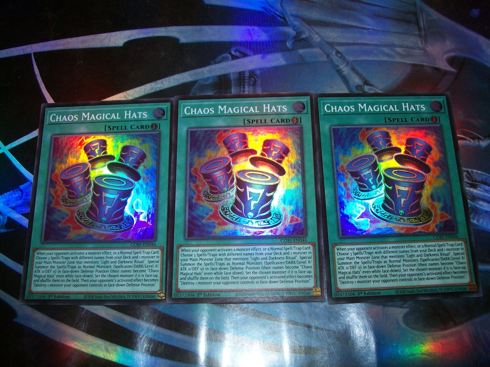 3x Chaos Magical Hats 1st Edition Super Rare CORI-EN046 Yu-Gi-Oh!