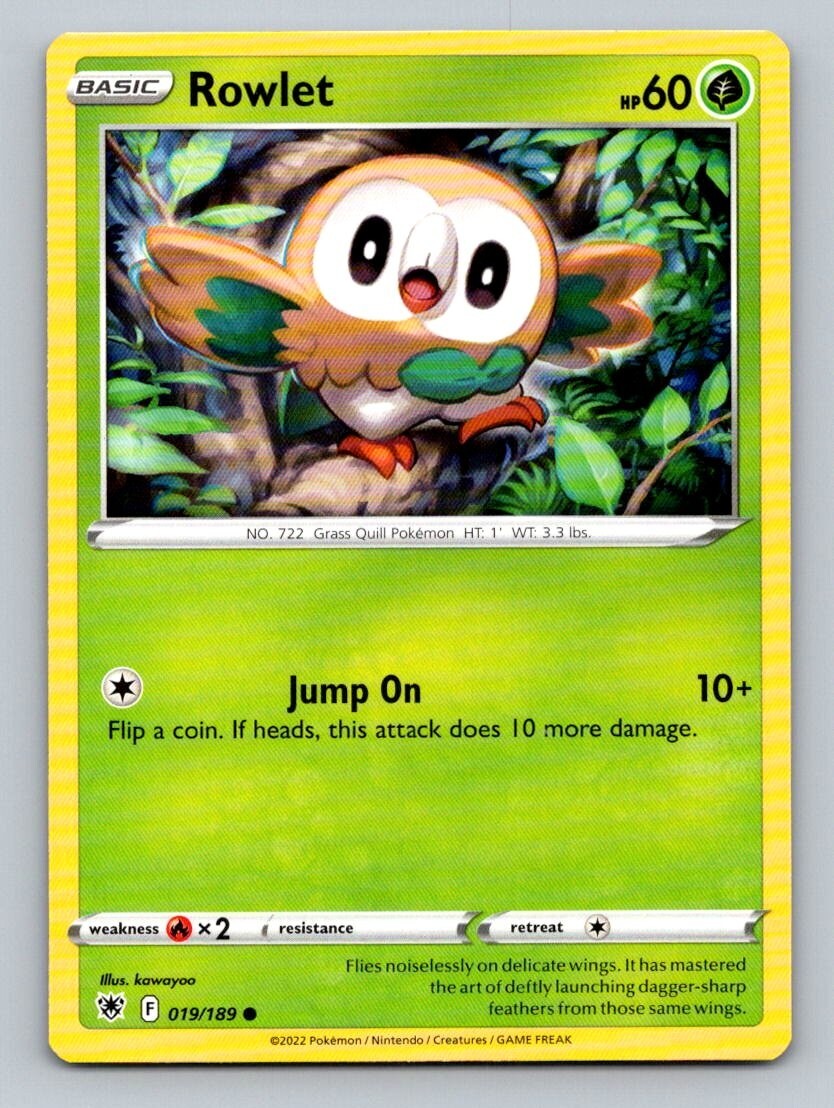 2022 Pokemon Card Astral Radiance Rowlet 19/189