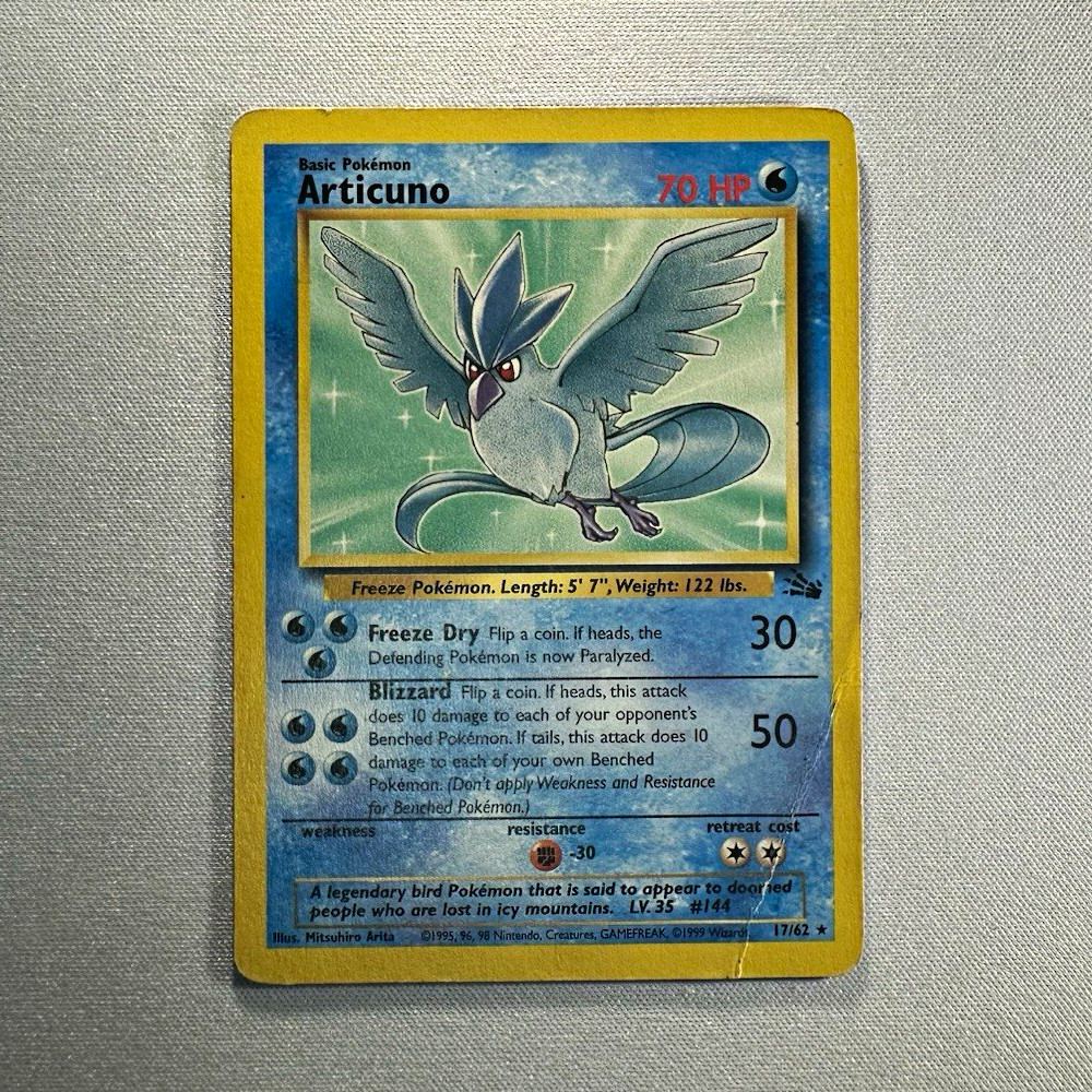 Pokemon TCG Articuno 2/62 Fossil Unlimited Vintage WOTC Holo Rare Legendary