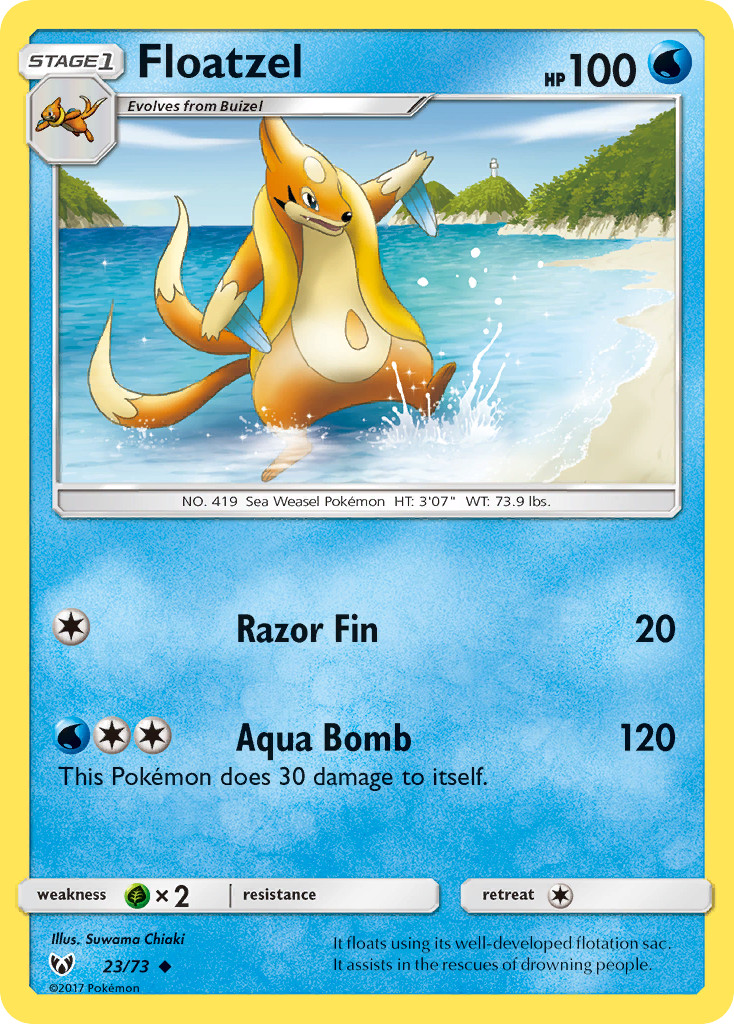 Floatzel 23/73 Uncommon Shining Legends Pokemon Reverse Holo Lightly Played