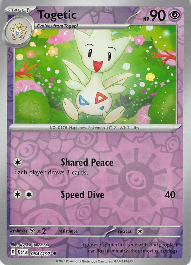 Togetic 084/197 Obsidian Flames Reverse Holofoil