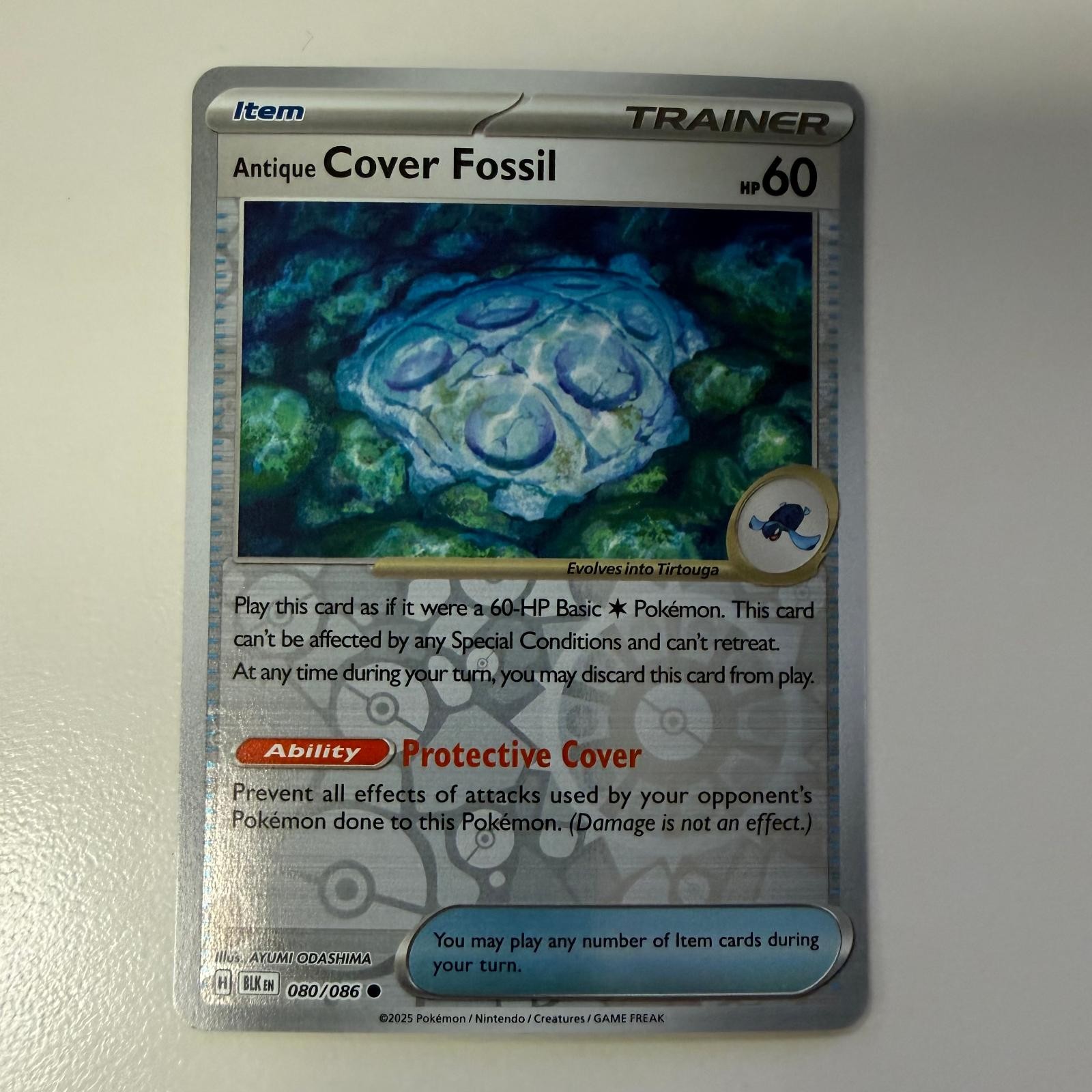 Antique Cover Fossil 080/086 Common Black Bolt Pokemon Reverse Holo Near Mint