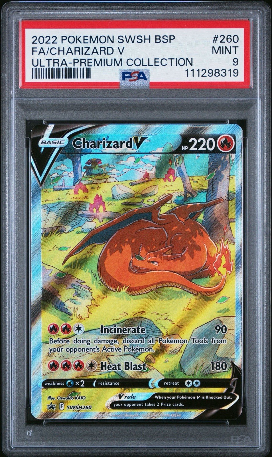 2022 POKEMON SWSH BLACK STAR PROMO #262 FULL ART CHARIZARD VSTAR PSA 9 MINT