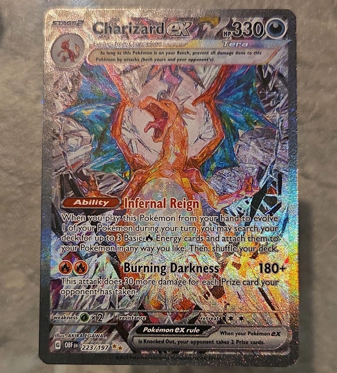 Authentic Charizard EX Special Illustration Rare 223/197-SV03: Obsidian Flames