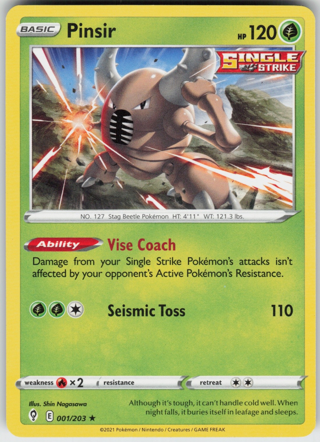 Pinsir 001/203 Rare SWSH07: Evolving Skies