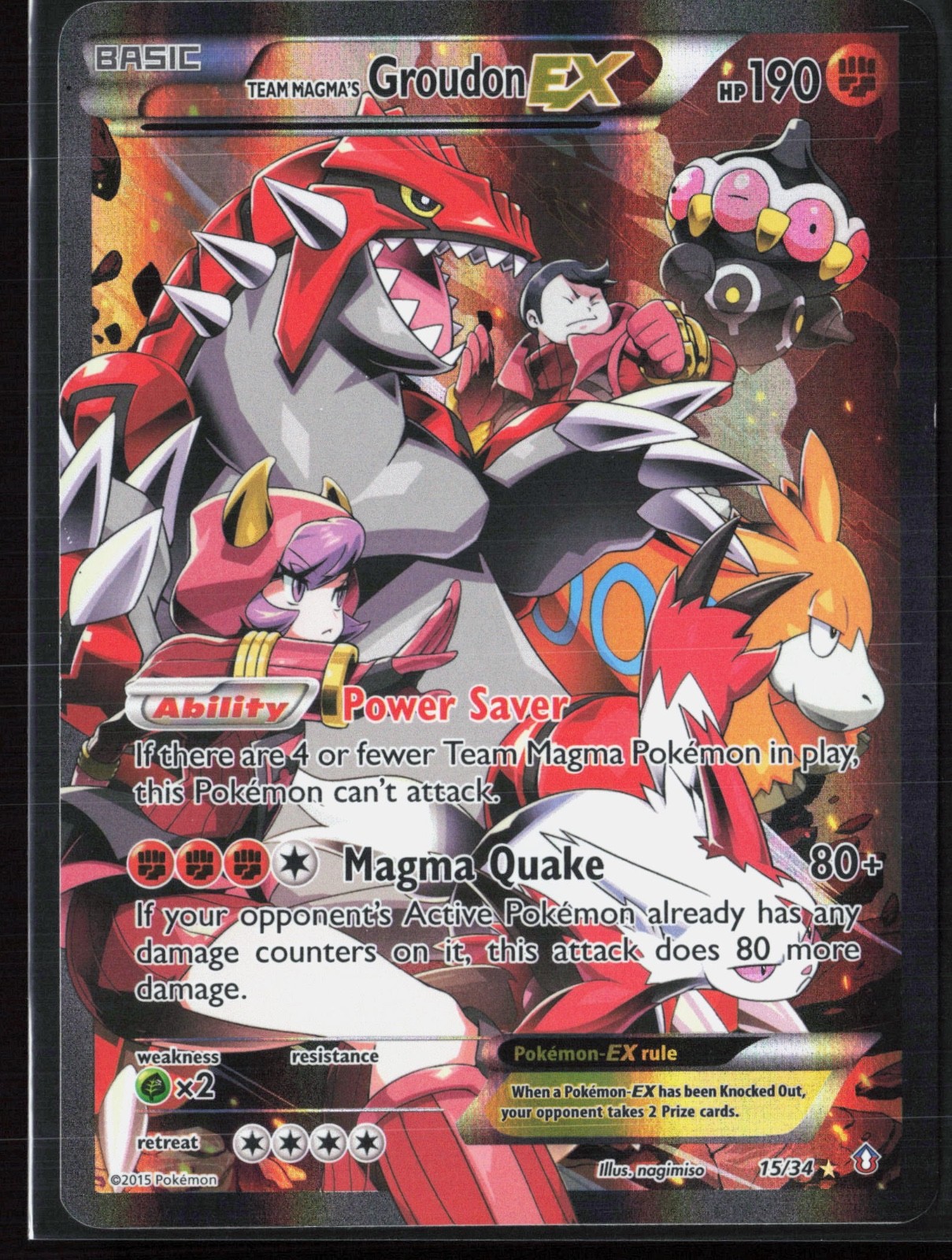 #3 Team Magma’s Groudon EX 15/34 Double Crisis 2015 Full Art Holo Rare Pokémon