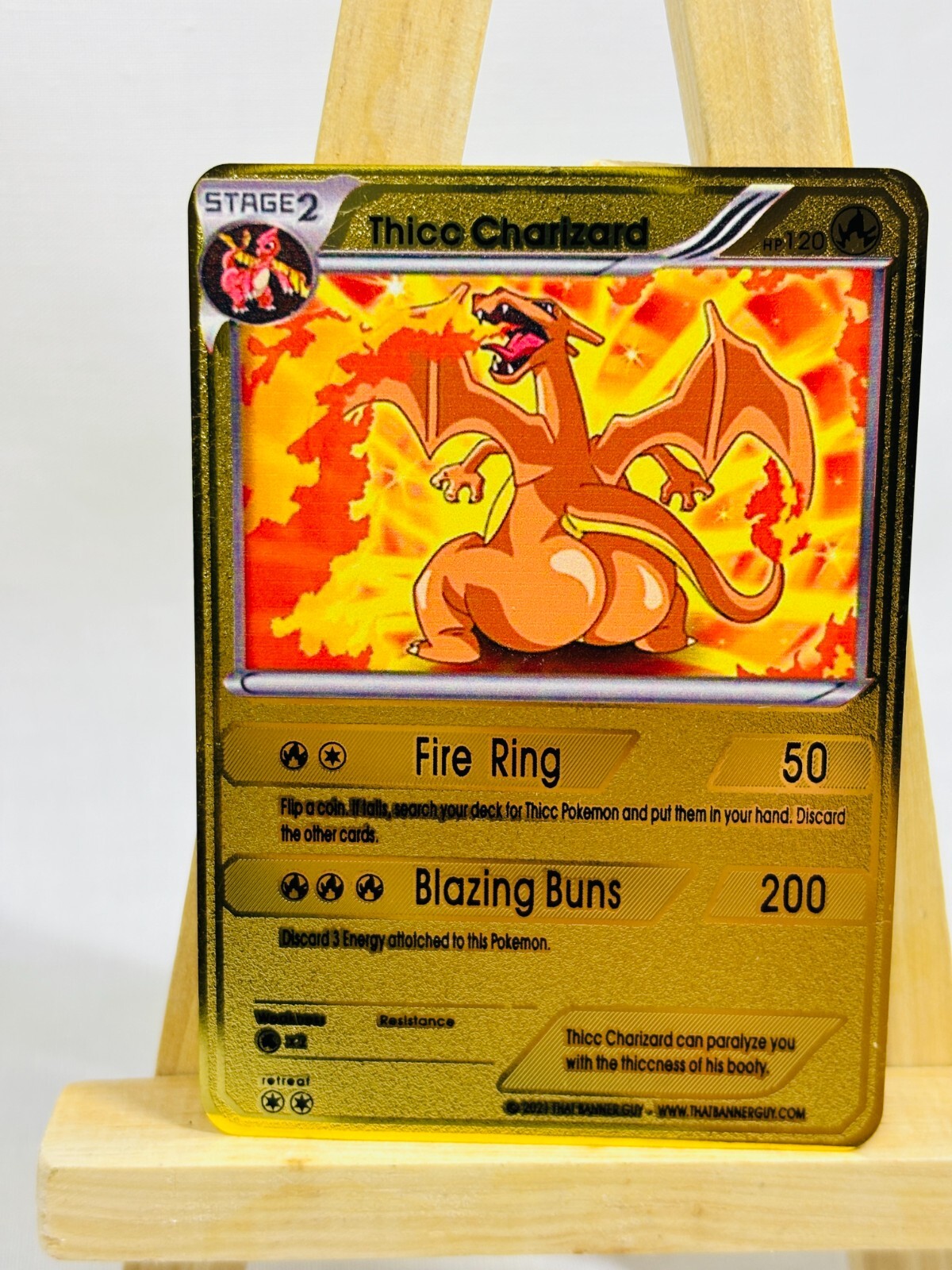 Thicc Charizard Collectible Gold Metal Card For Display Only Tracked Postage!