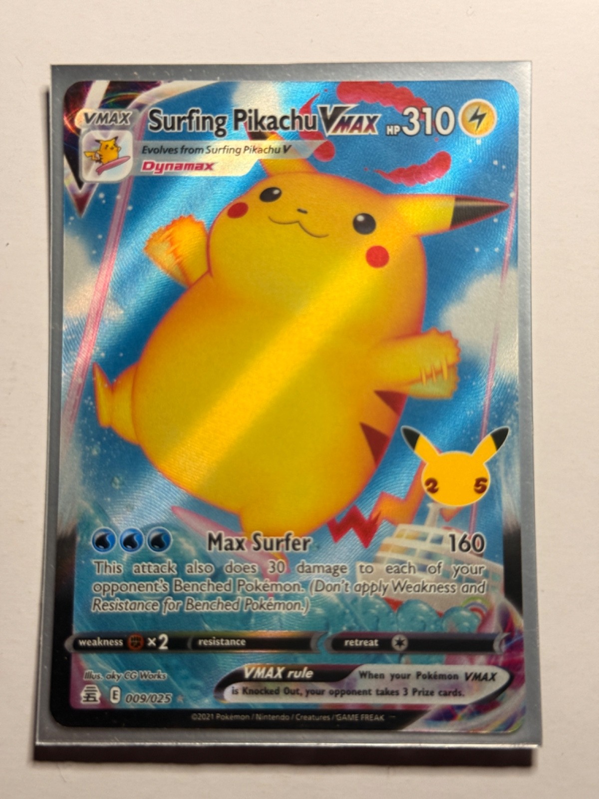 Pokemon Celebrations Surfing Pikachi VMax 009/025