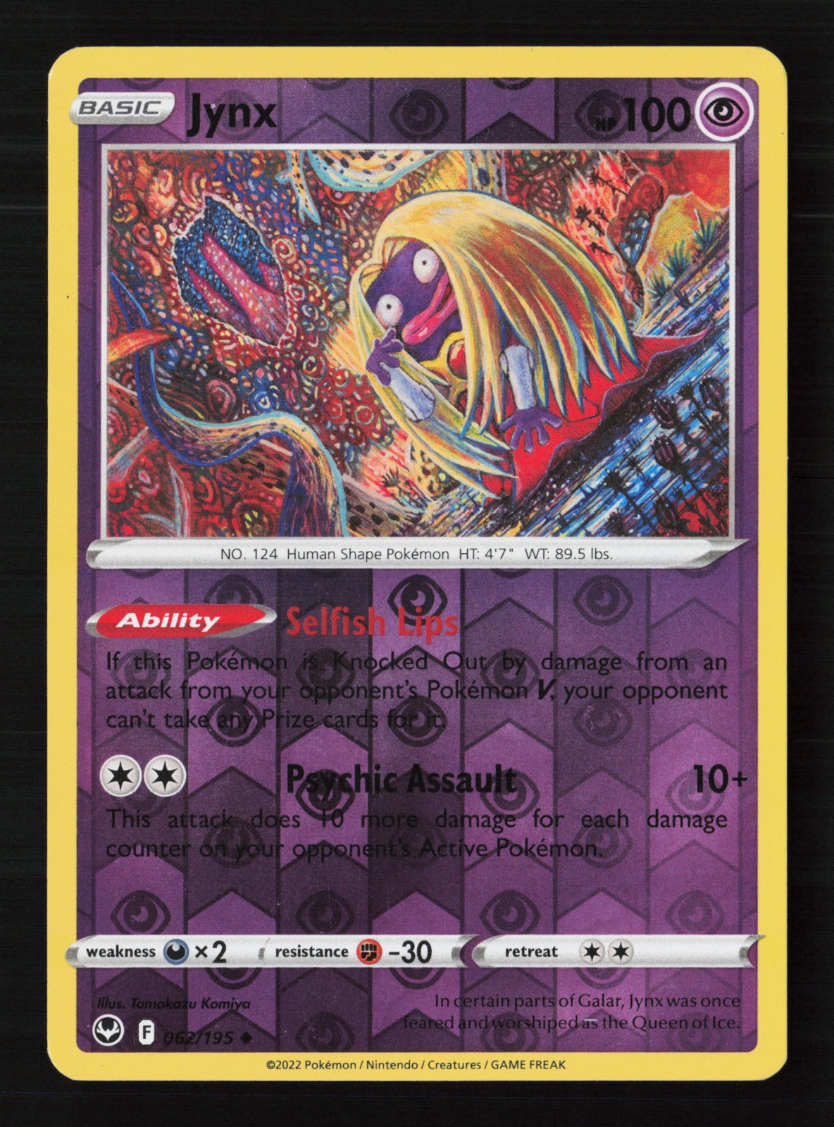 Jynx 062/195 Tomokazu Komiya Reverse Holo Pokemon TCG SWSH12: Silver Tempest LP