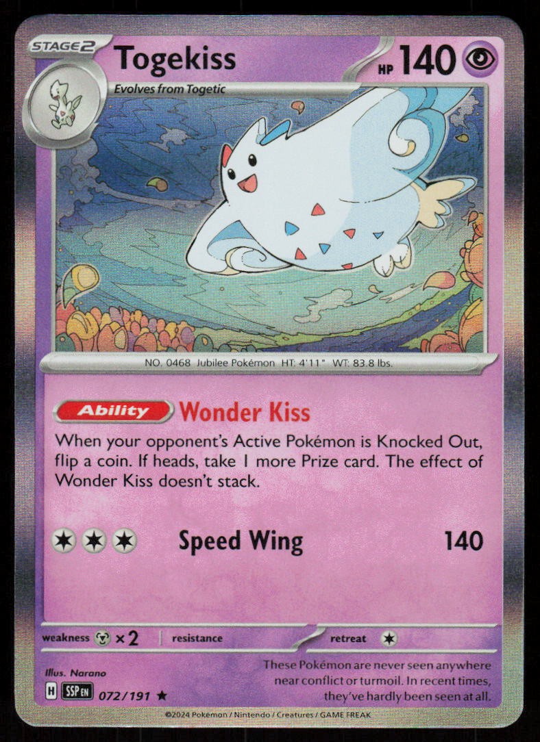 Togekiss 072/191 Rare Surging Sparks Pokemon Holo Near Mint